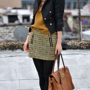 J. Crew Plaid Tweed Mini Skirt